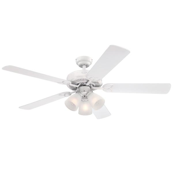 Westinghouse Vintage 52" 5-Blade Wht Indoor Ceiling Fan w/Dimmable LED Light 7236400